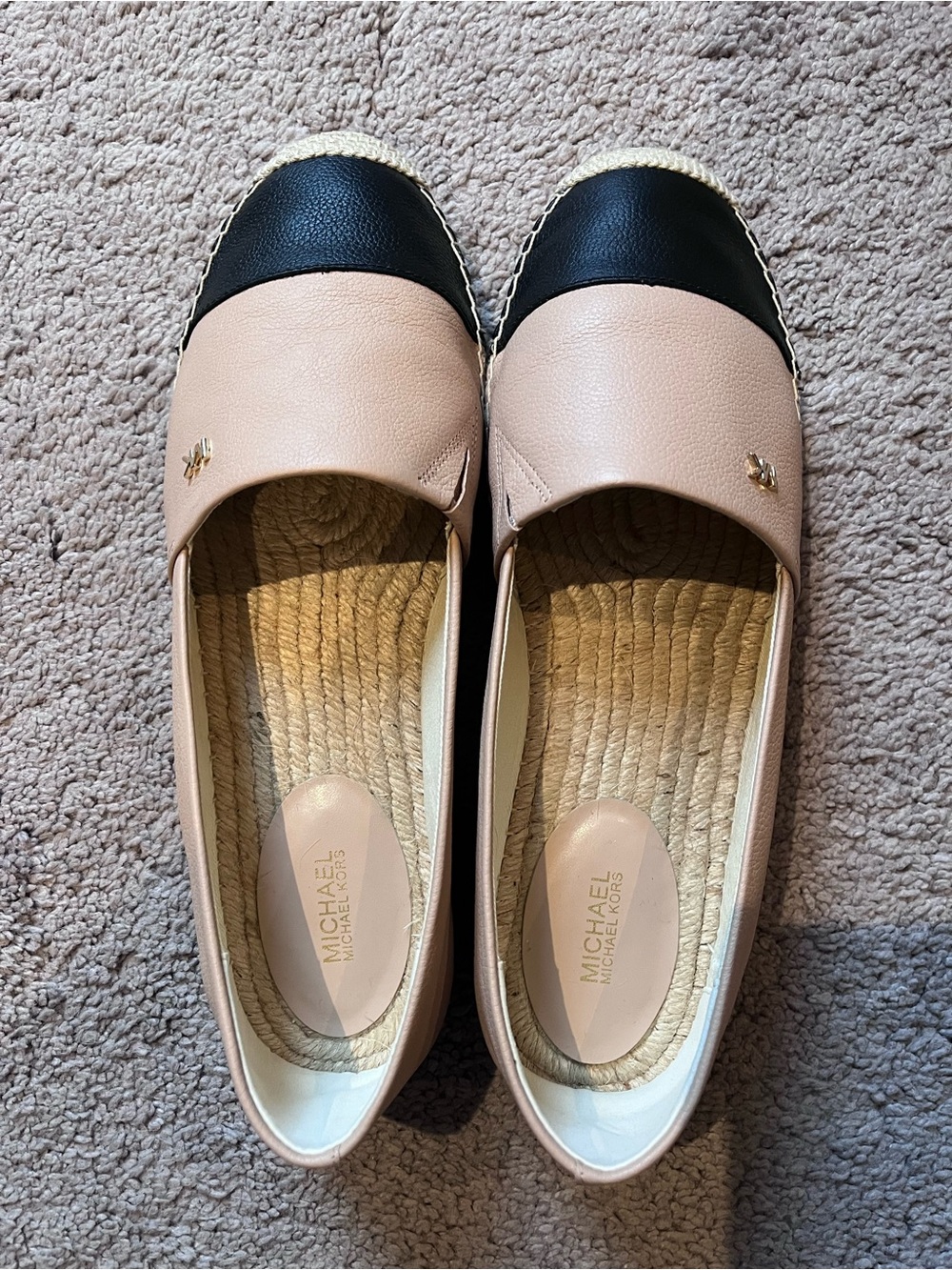 Michael Kors Nude and Black Cap-Toe Espadrille Flats - Size 12